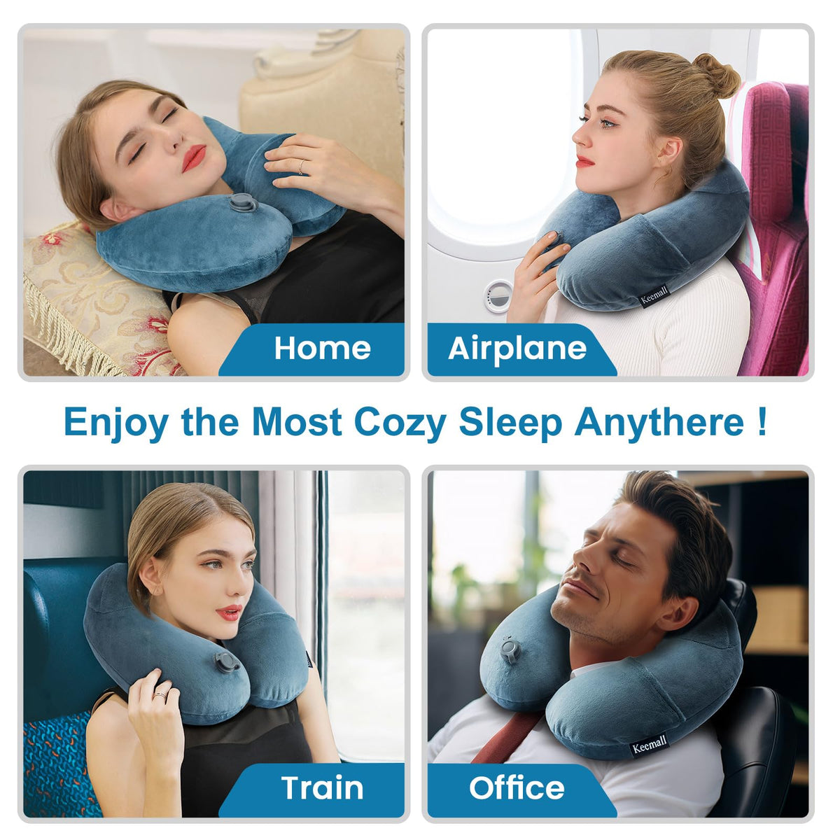 Keemall travel pillow clips attached to luggage for easy access
