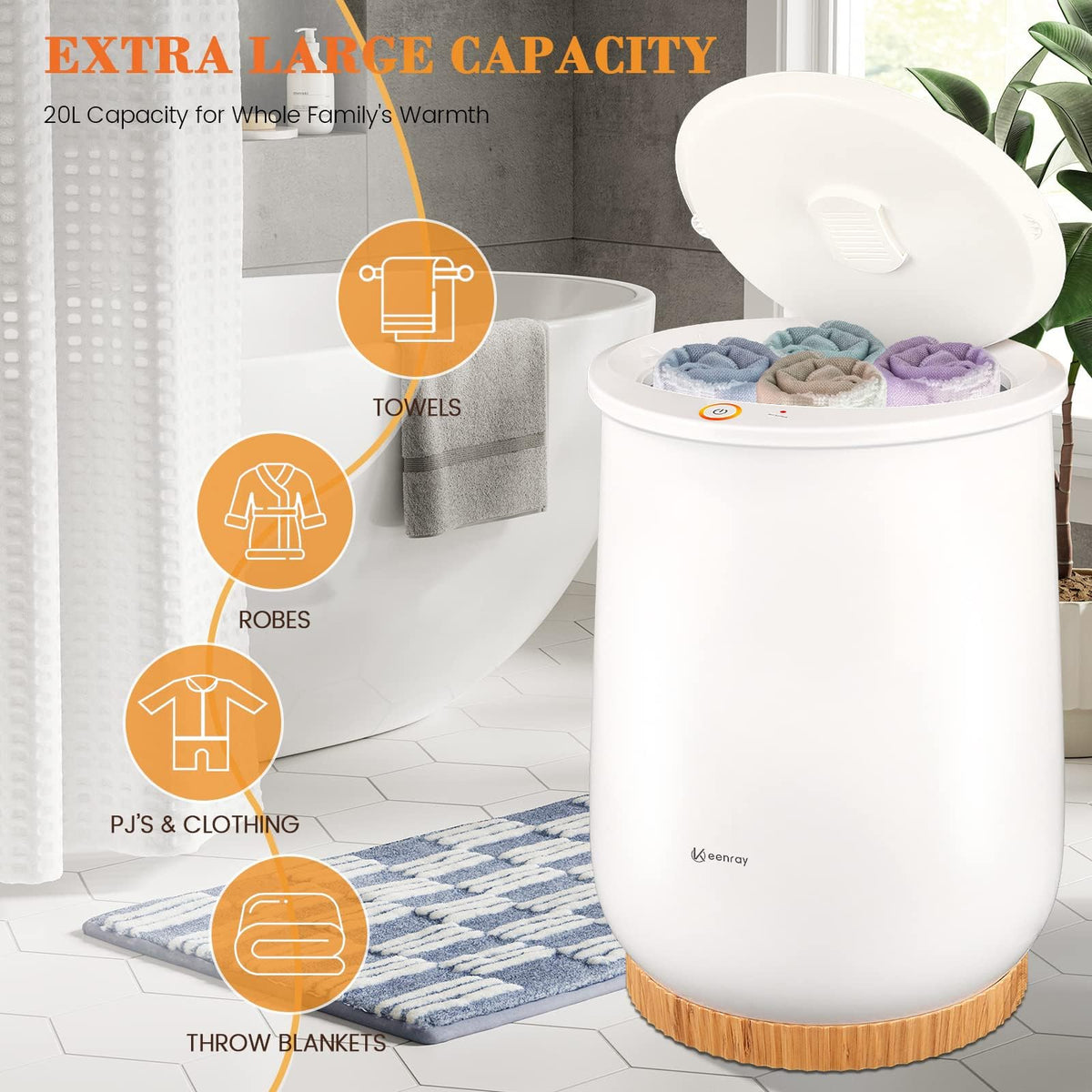 Keenray bucket-style towel warmer gift-ready packaging for thoughtful home gifts