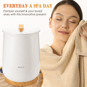 Keenray towel warmer with compact base design fits seamlessly into bathroom decor.