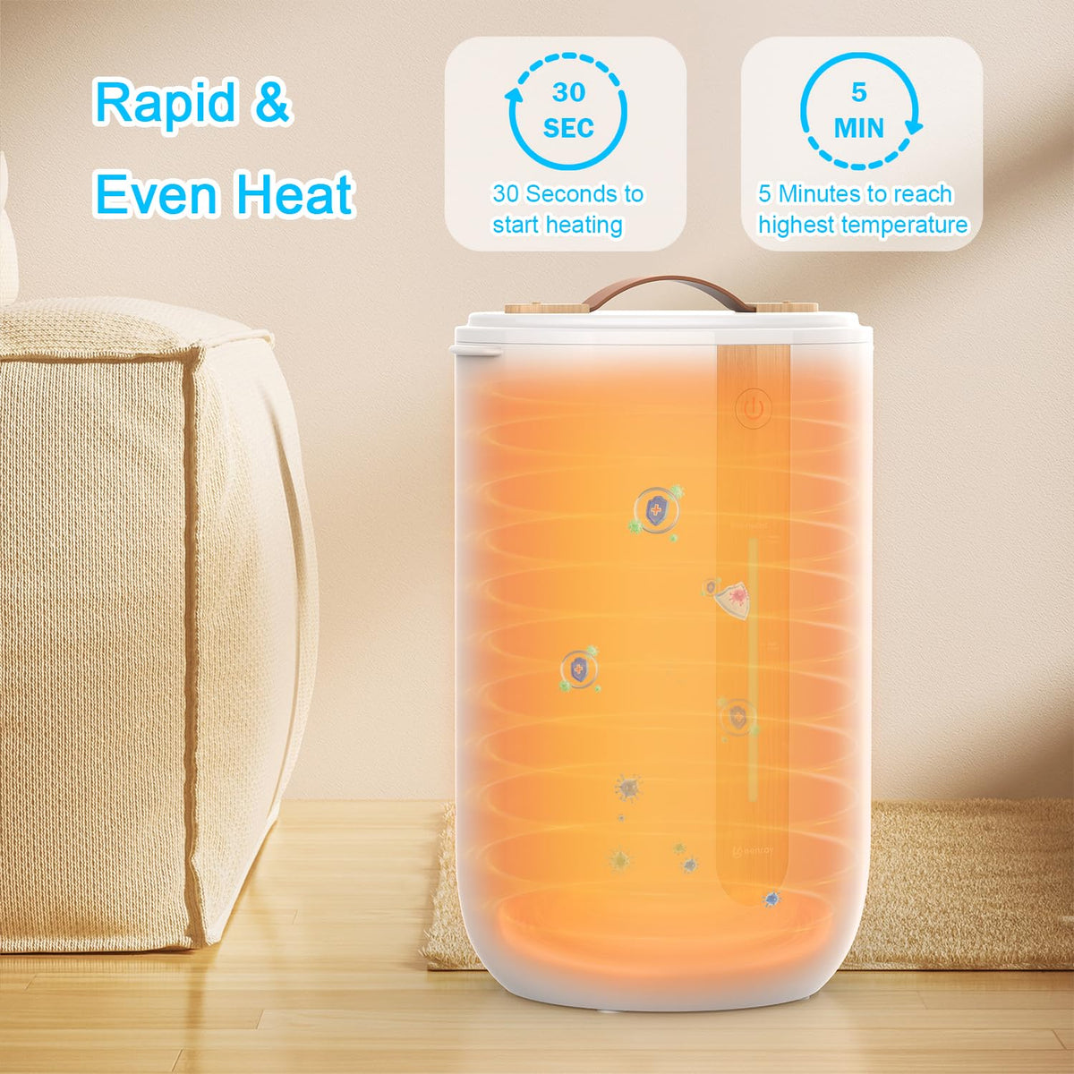 Keenray towel warmer bucket fragrance disc holder inside adds spa aroma.