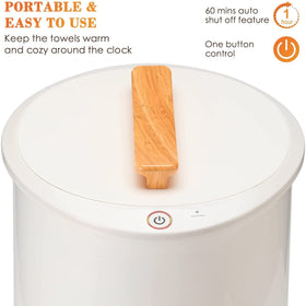 Keenray towel warmer showing simple single-button control for quick operation.