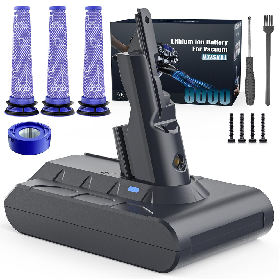 Keenstone 8000mAh battery for Dyson V7 boosts compatibility and runtime for longer cleaning sessions.