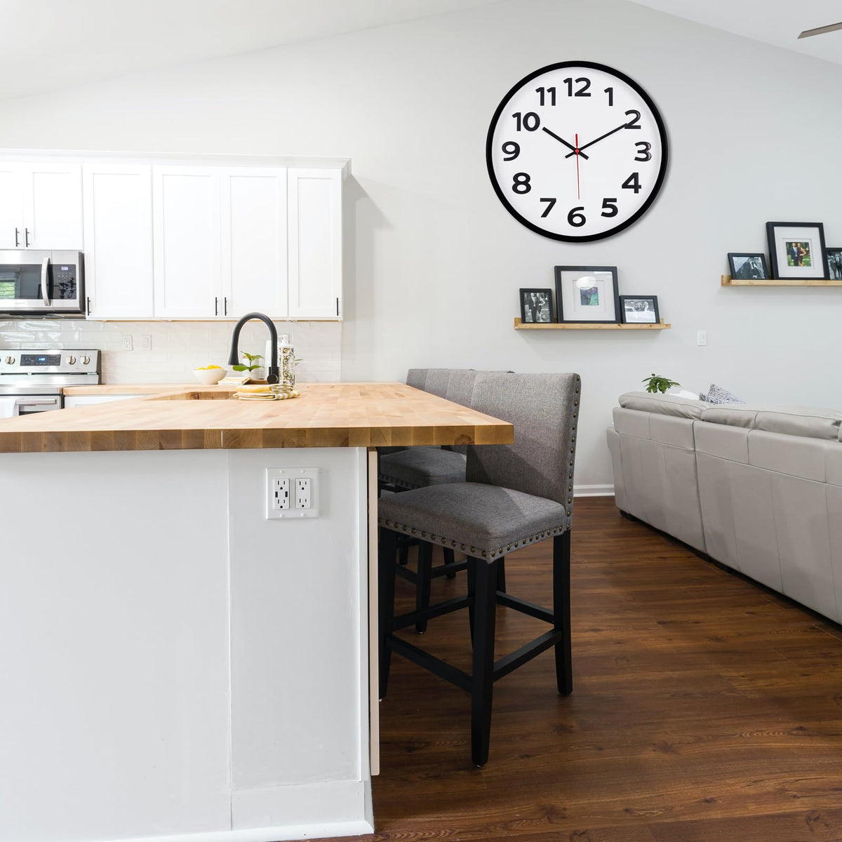 Keepcross 14-inch wall clock battery-powered with quiet operation for home or office