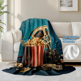 keepitcozi Movie Popcorn Blanket on a bed adds soft warmth and comfort
