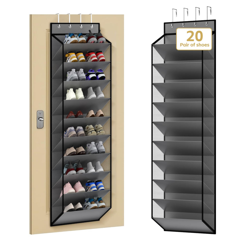 KEEPJOY 10-tier mesh over-door organizer keeps sneakers organized and visible for quick access