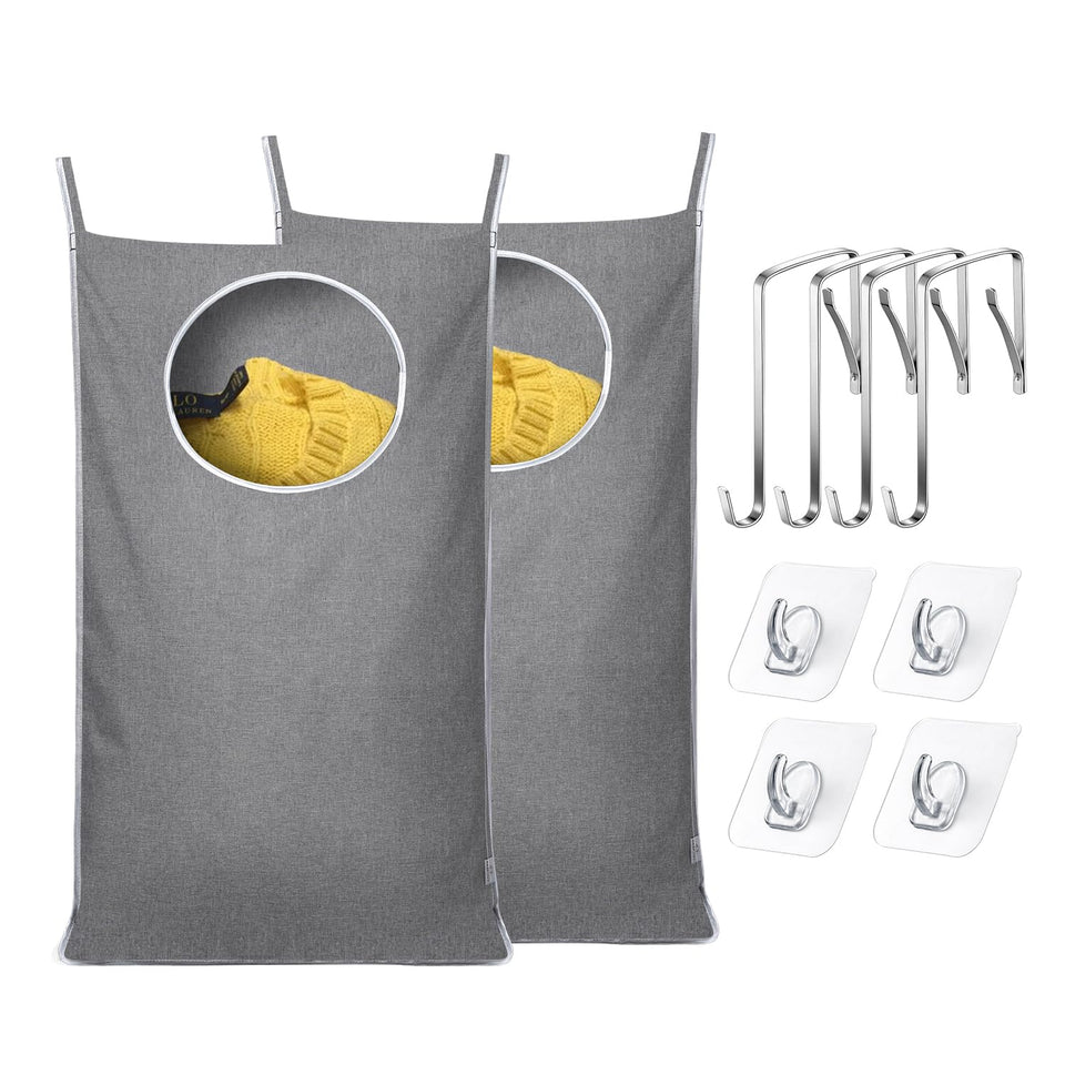 KeepJoy 2-Pack hanging laundry bag on a door hook for organized laundry.