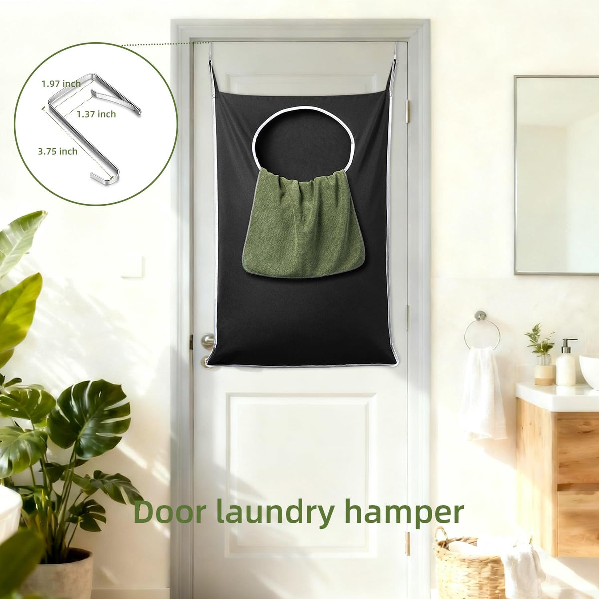 KEEPJOY door-hanging hamper uses four strong hooks for flexible installation.