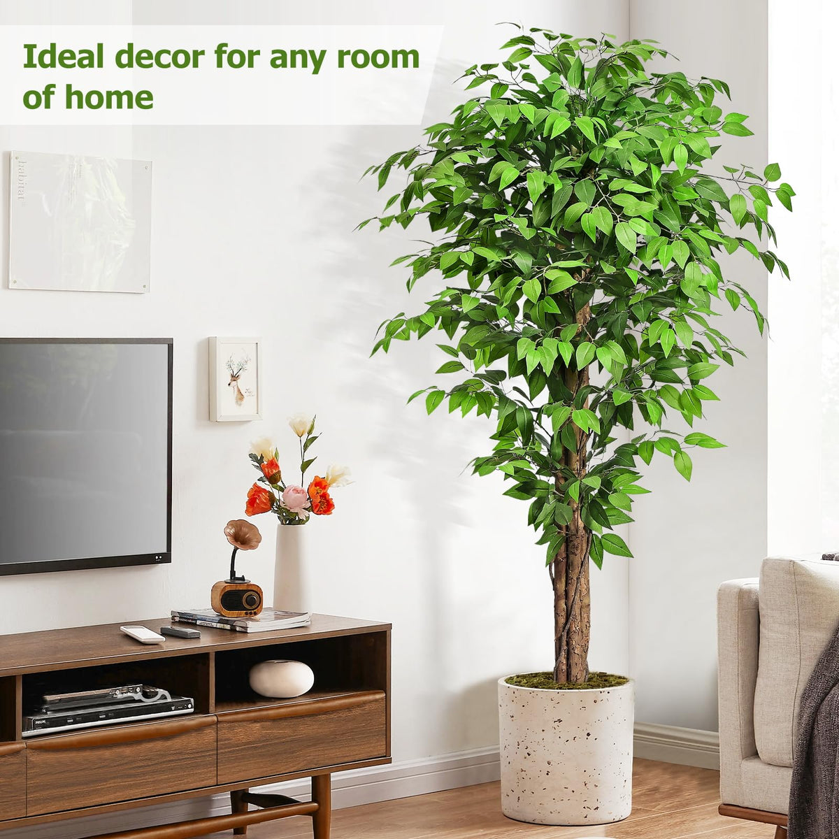 Keeplush ficus features real dried moss for texture.