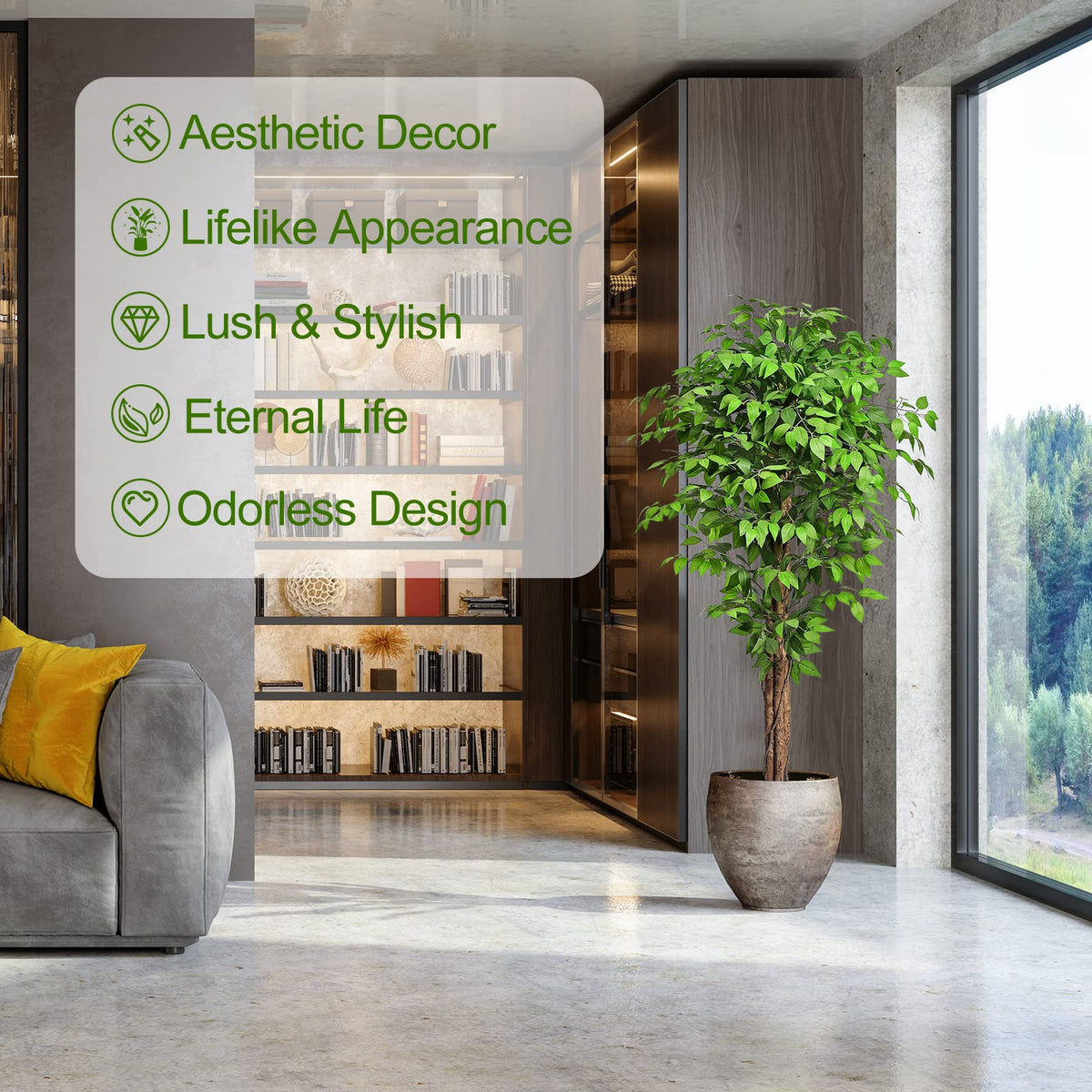 Keeplush ficus uses inner metal wires for durability.
