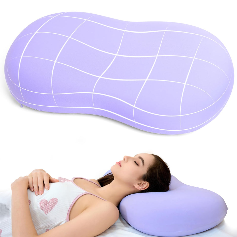 KEEPMOV memory foam pillow center dip supports neck and shoulder alignment.