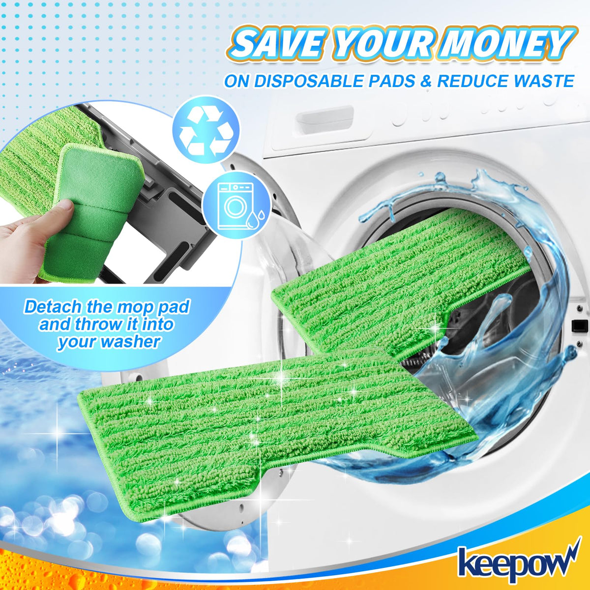 KeePow easy-installation pad being attached to a Shark VacMop