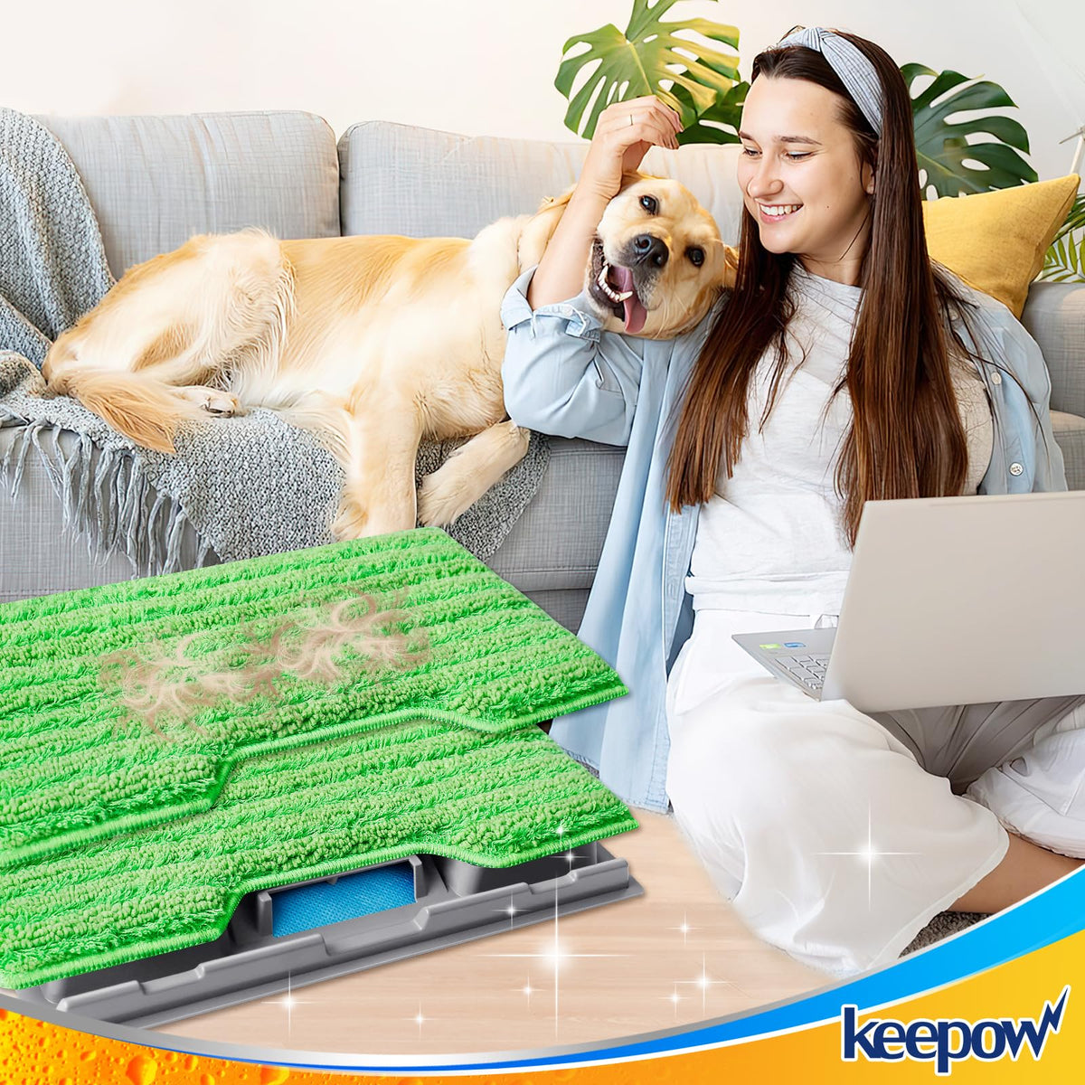 KeePow eco-friendly mop pad emphasizing sustainability and reuse