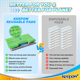 KeePow Shark VacMop pad in action, washable and reusable