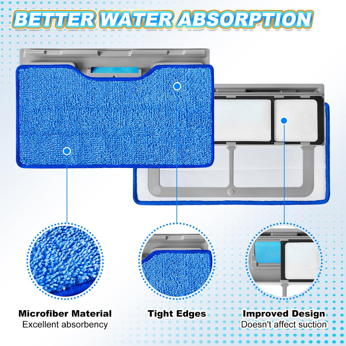 KEEPOW microfiber mop pads are washable and absorbent for effective dirt pickup.