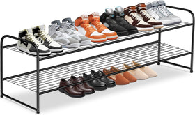 KEETDY 2-tier rack assembly shows sturdy metal construction that supports 18 pairs