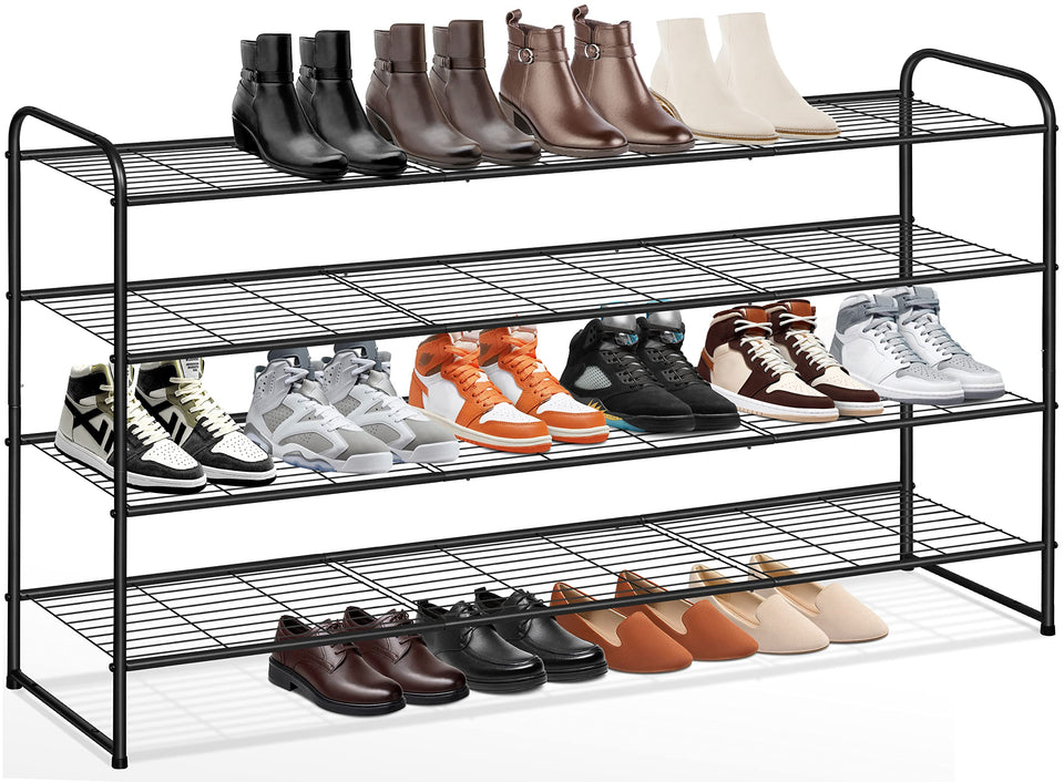 Keetdy 4 tier long shoe rack front view showing large capacity for 30 pairs