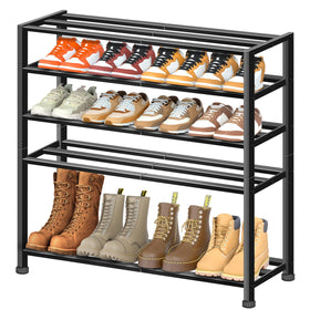 KEETDY 5-tier rack front view shows sturdy metal frame for busy entryways