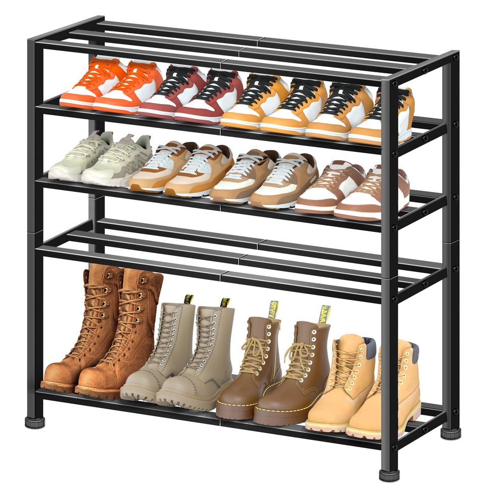 KEETDY 5-tier rack front view shows sturdy metal frame for busy entryways
