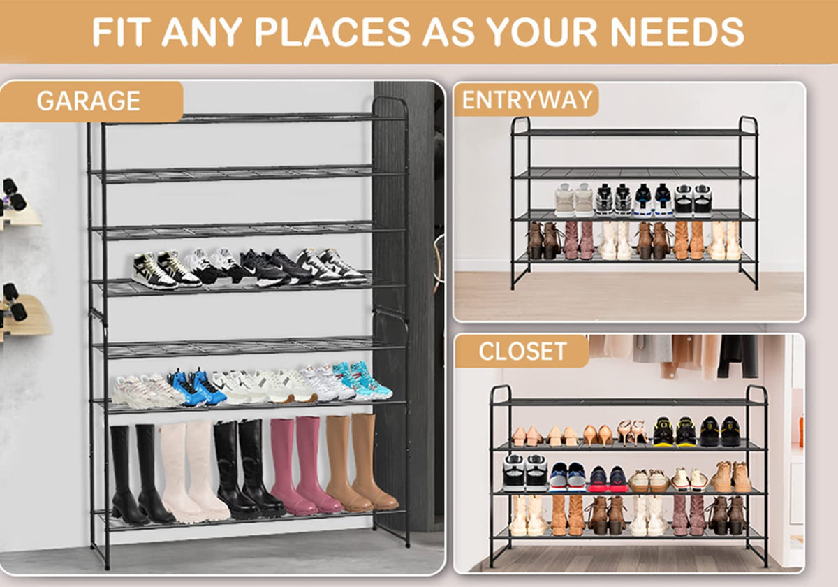 Keetdy bedroom shoe rack organizer in black for clutter-free floors