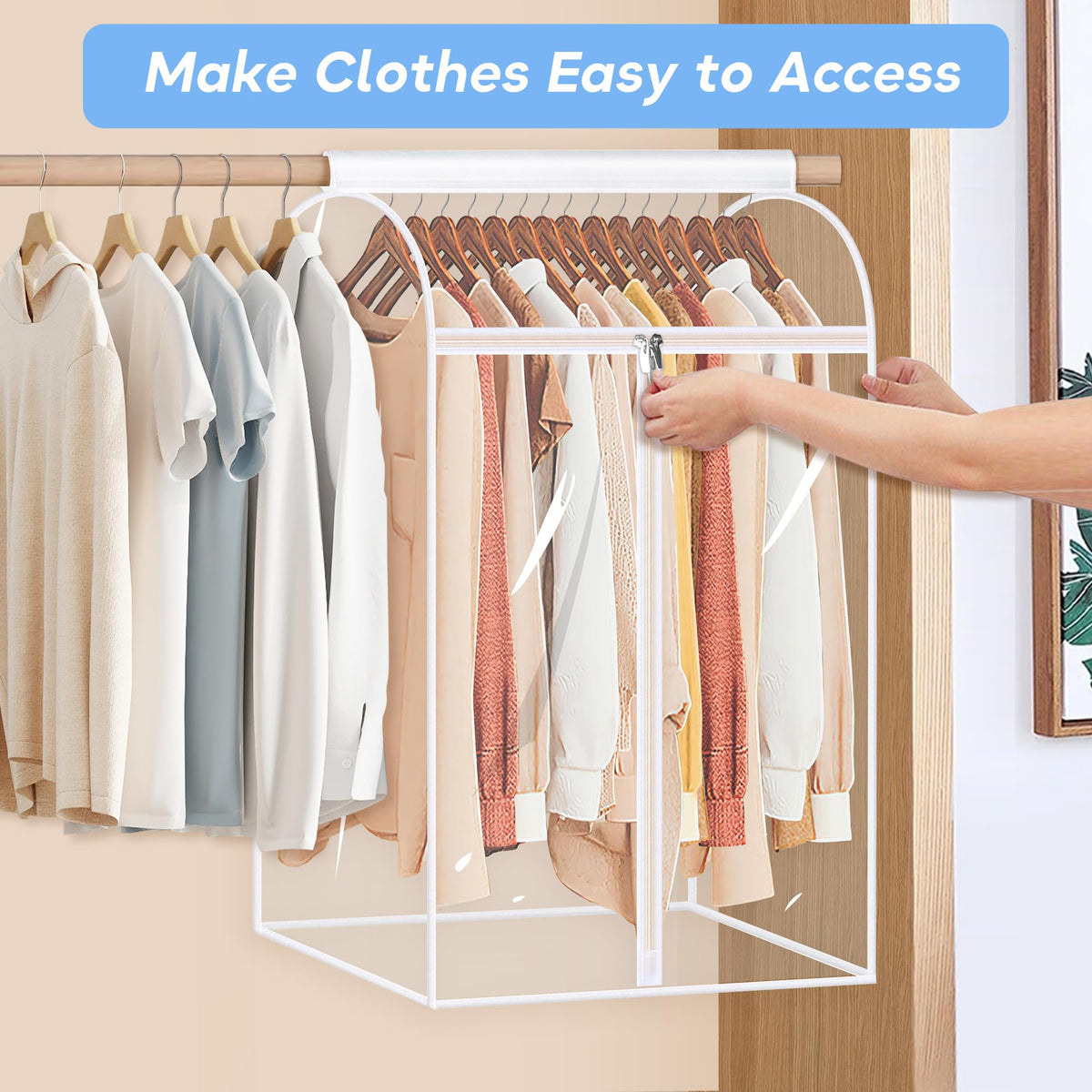KEETDY garment rack cover fits long coats and seasonals