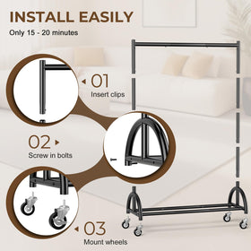 KEETDY freestanding rack suits living rooms, laundry areas, and tight corners