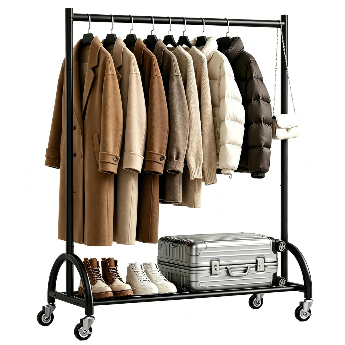 KEETDY heavy duty clothing rack with semicircle base for stable load up to 210 lb