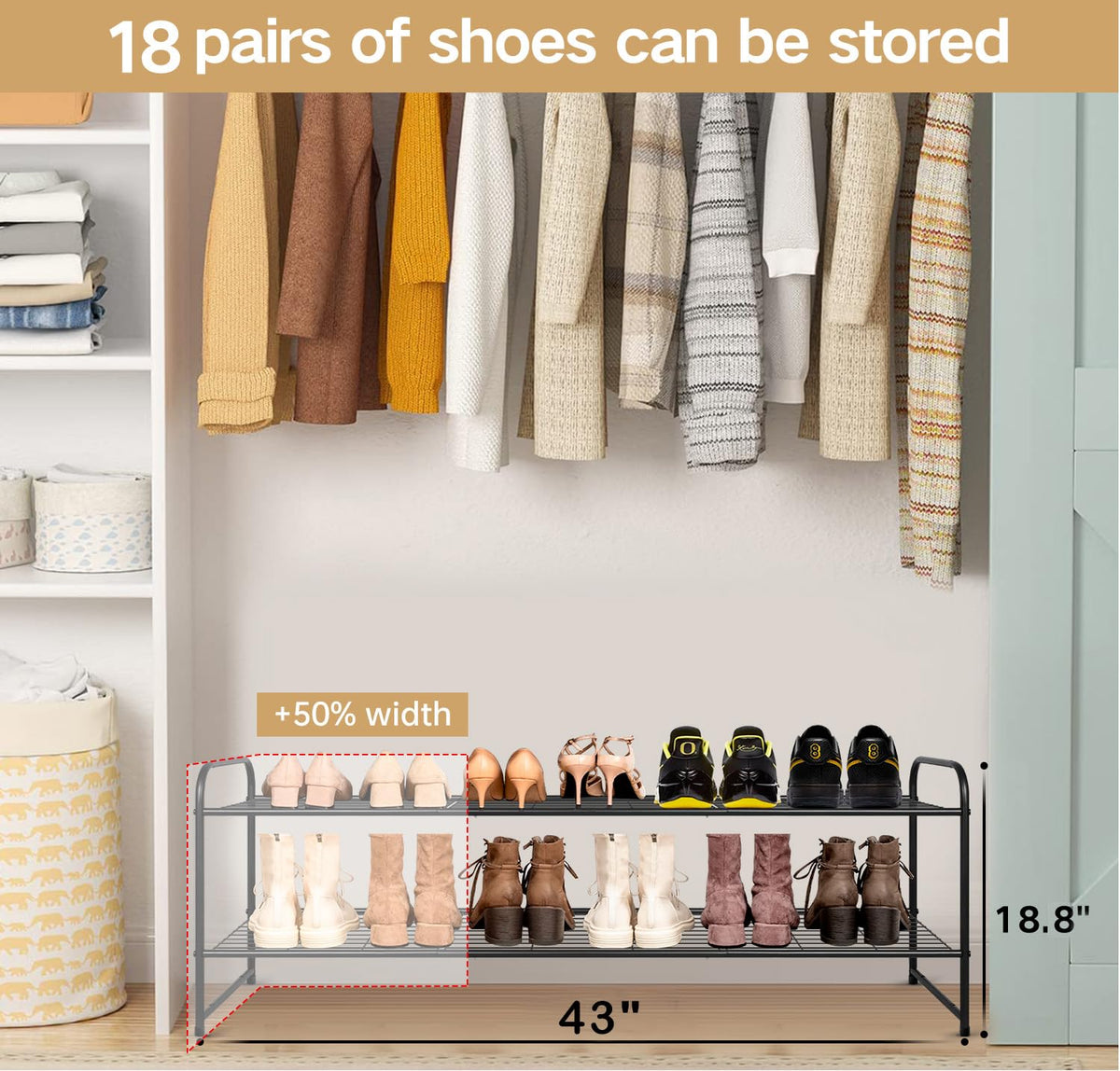 KEETDY heavy-duty frame resists rust for long-lasting closet organization
