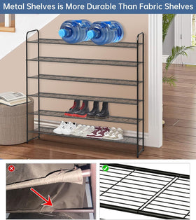 KEETDY boot storage demonstrates tall spacing for boots and bulkier shoes.