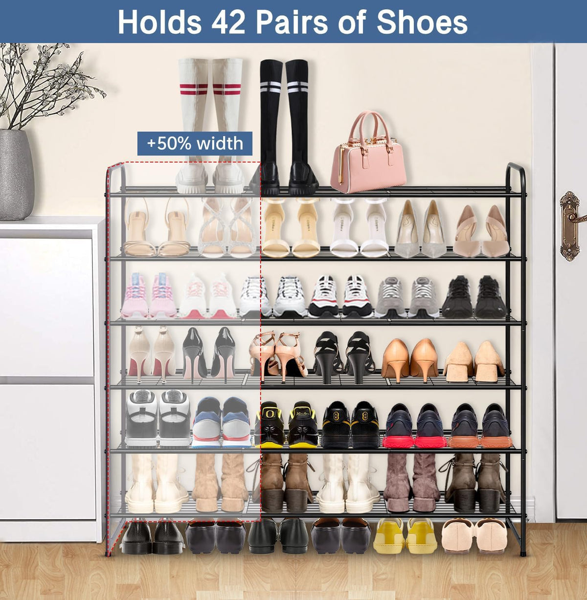 KEETDY 6-tier detail close-up emphasizes rust-resistant metal frame.