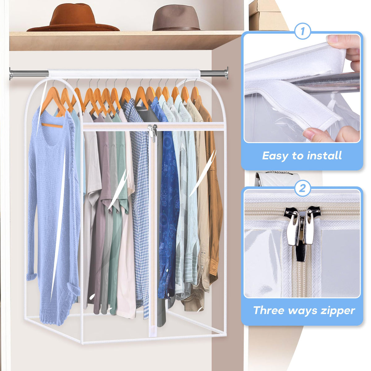 KEETDY simple installation allows quick hanging on standard rods