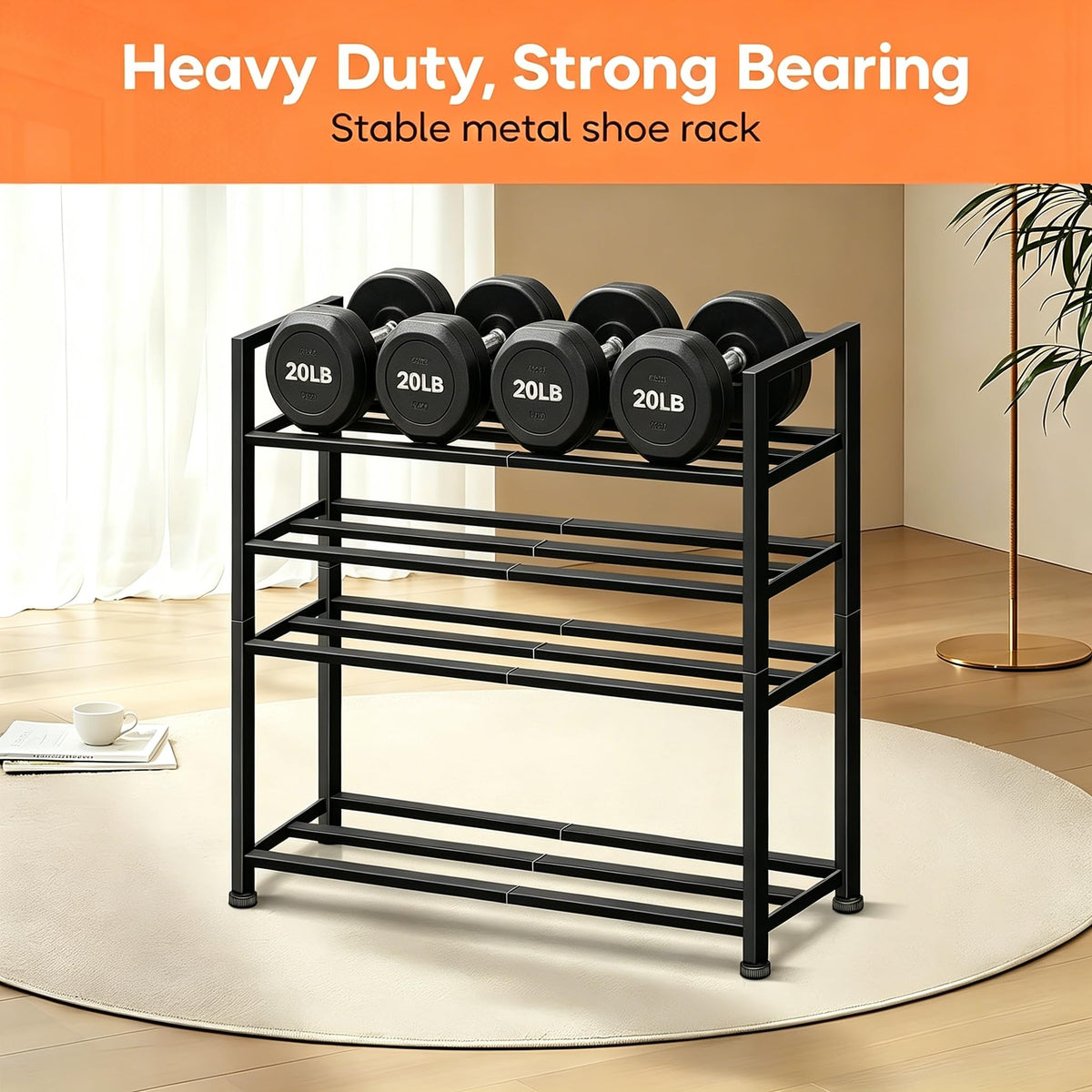 KEETDY stackable rack in garage setup for organized footwear