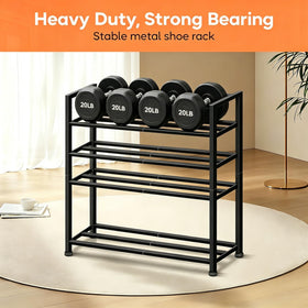 KEETDY stackable rack in garage setup for organized footwear