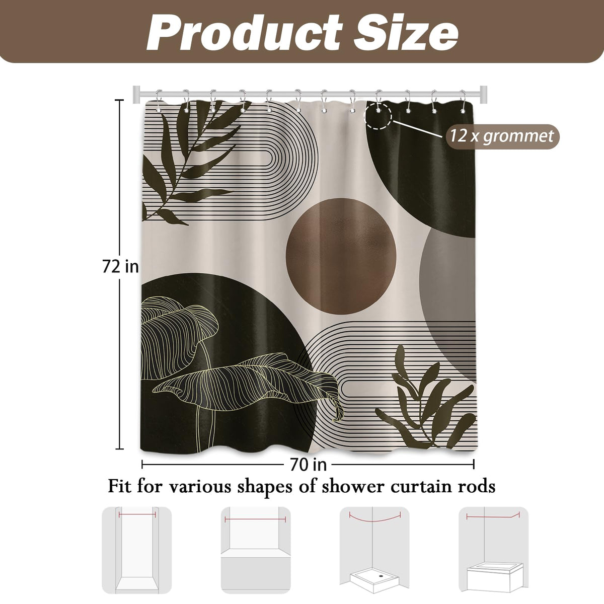 Keeuy boho-pattern shower curtain enhances room with texture.