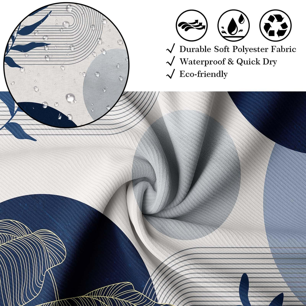 Keeuy elegant dark blue shower curtain adds character to daily routines.