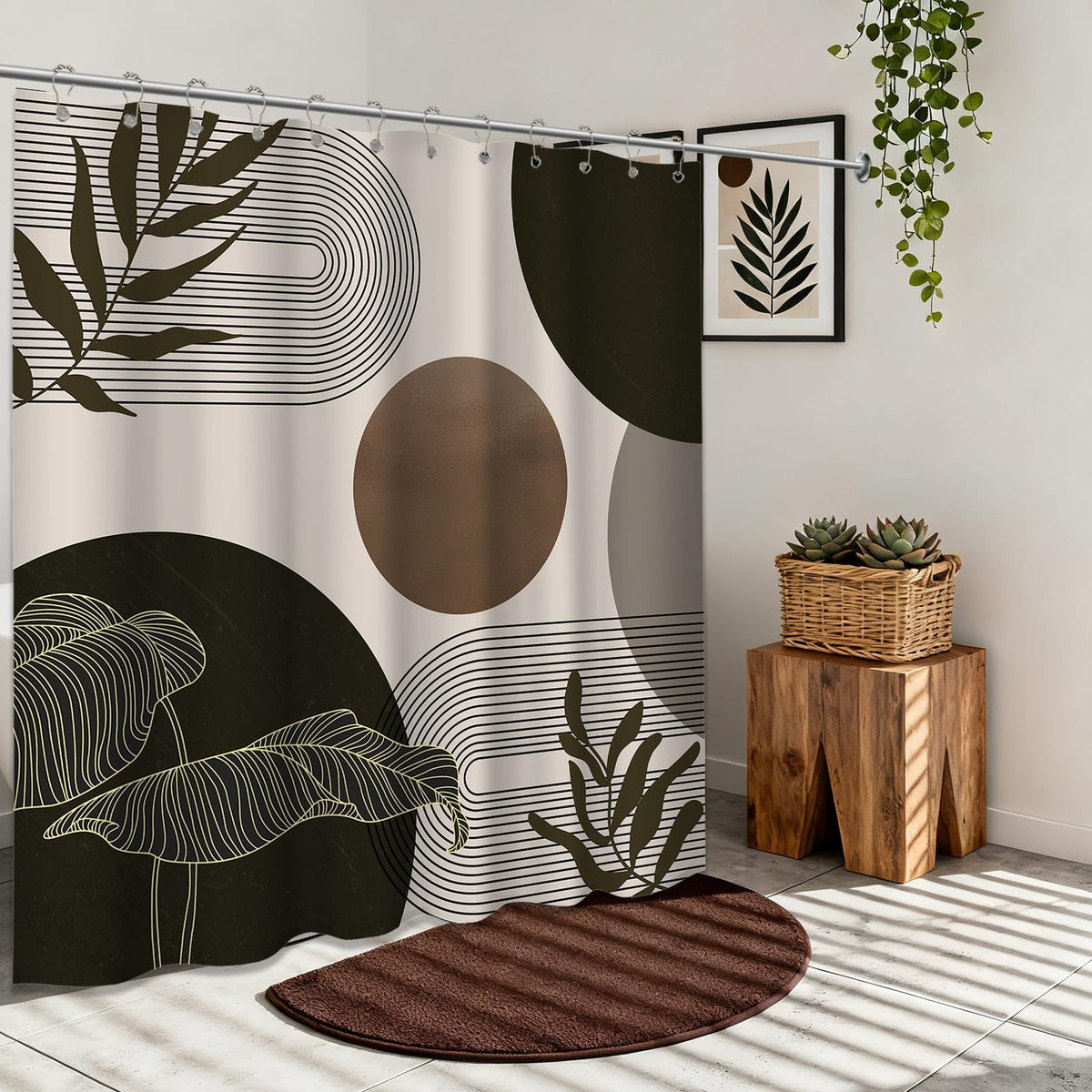 Keeuy mid-century modern bathroom decor adds stylish privacy.