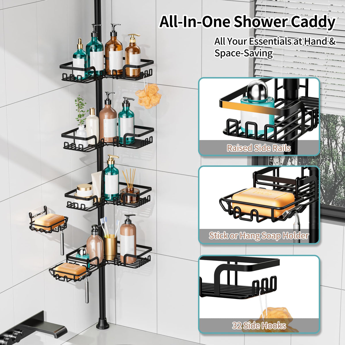 KEGII 2 in 1 soap holder with razor slot keeps essentials neatly stored
