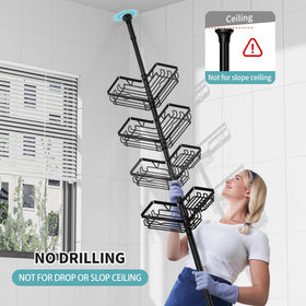 KEGII adjustable shelves accommodate tall bottles and wide body washes in the shower.