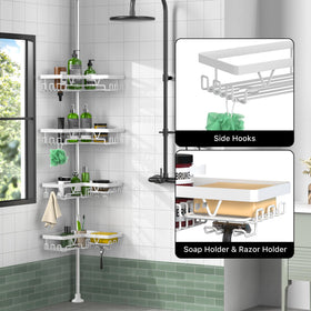 KEGII adjustable shelves shower caddy adapt to tall bottles for flexibility.