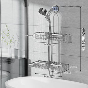 KEGII bathroom organizer in silver complements modern showers and maximizes space.