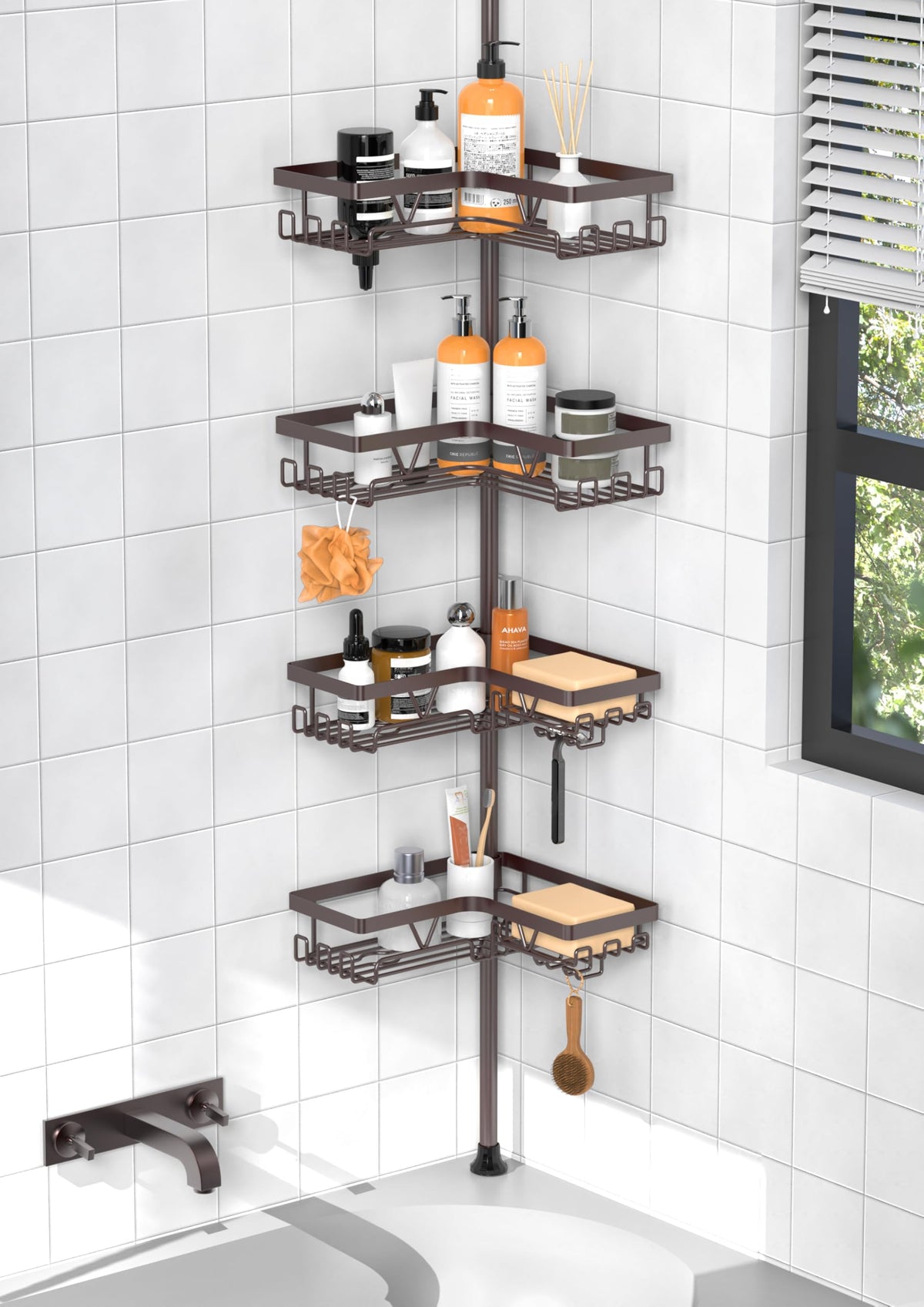 KEGII bronze corner shower caddy with adjustable shelves for flexible storage