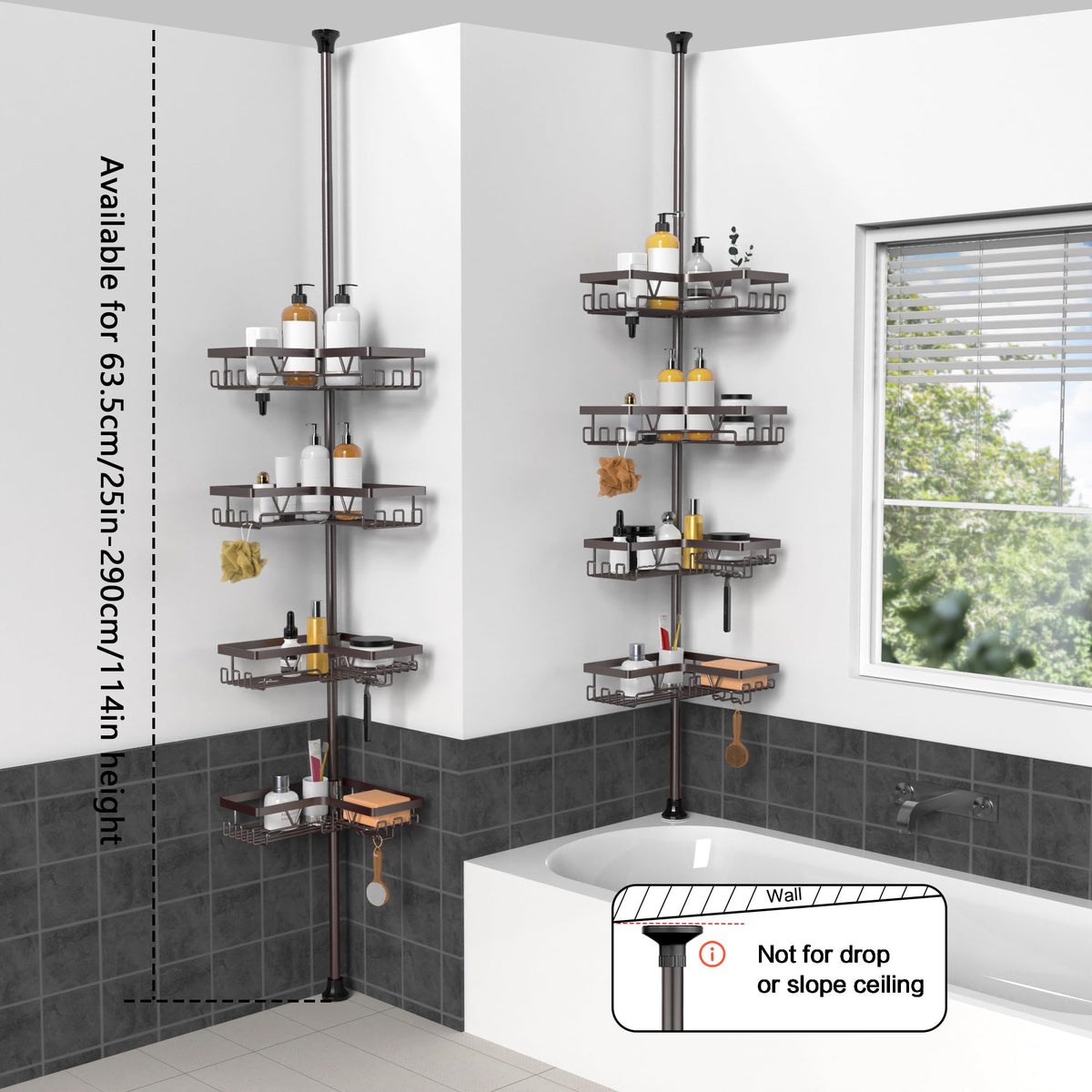 No-drill installation demo of KEGII corner shower caddy