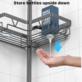 KEGII corner caddy fence design prevents bottle tipping in shower