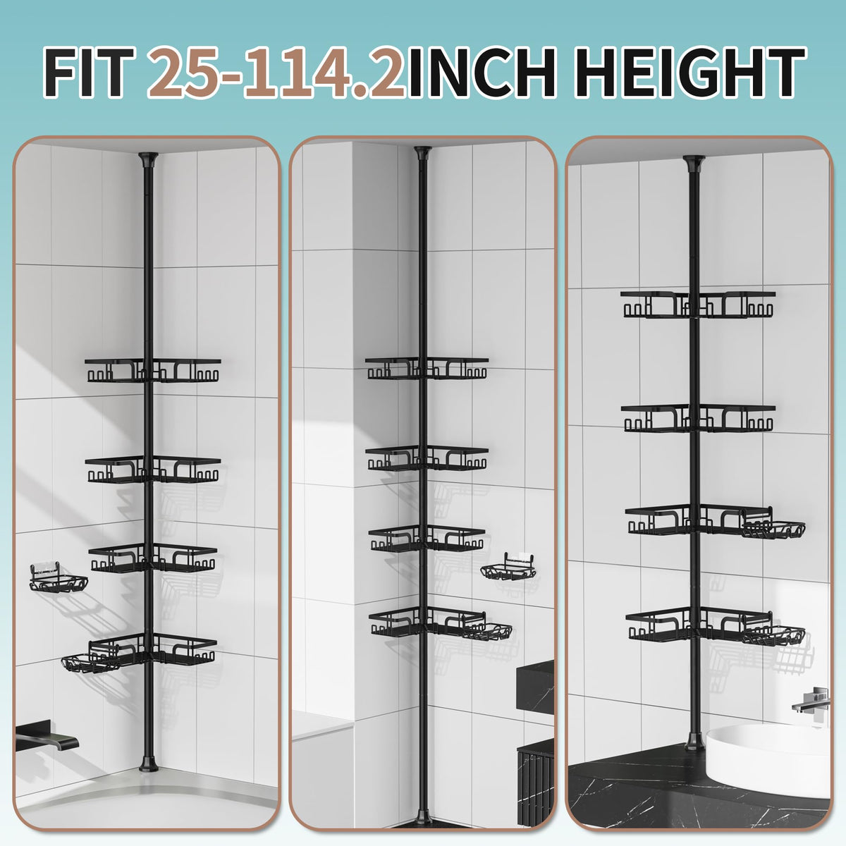 KEGII corner shower organizer ideal for renters and flexible installs