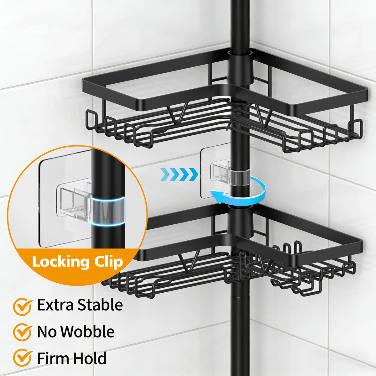 KEGII adjustable tension pole fitting various corners without drilling.