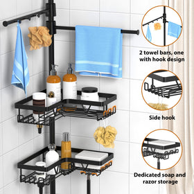 KEGII shower caddy with built in hooks and holders for small items.