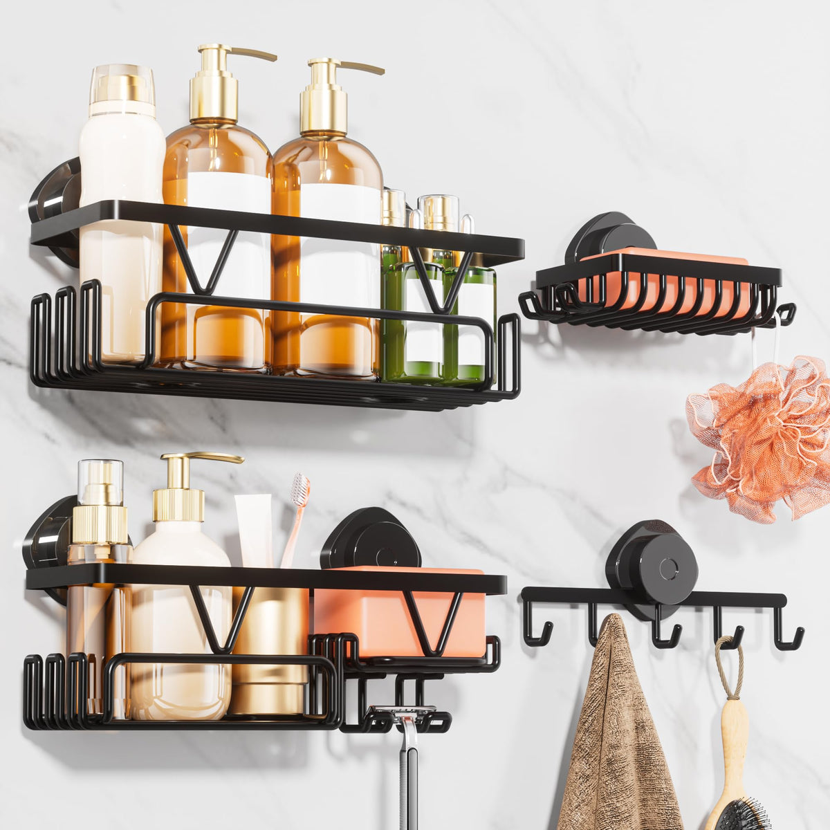 KEGII shower caddy large baskets offer roomy storage on smooth surfaces