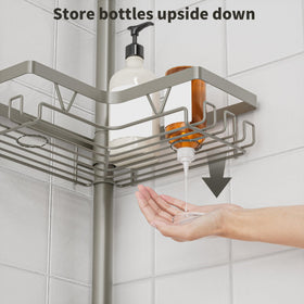 Multiple hooks on KEGII caddy organize towels and accessories