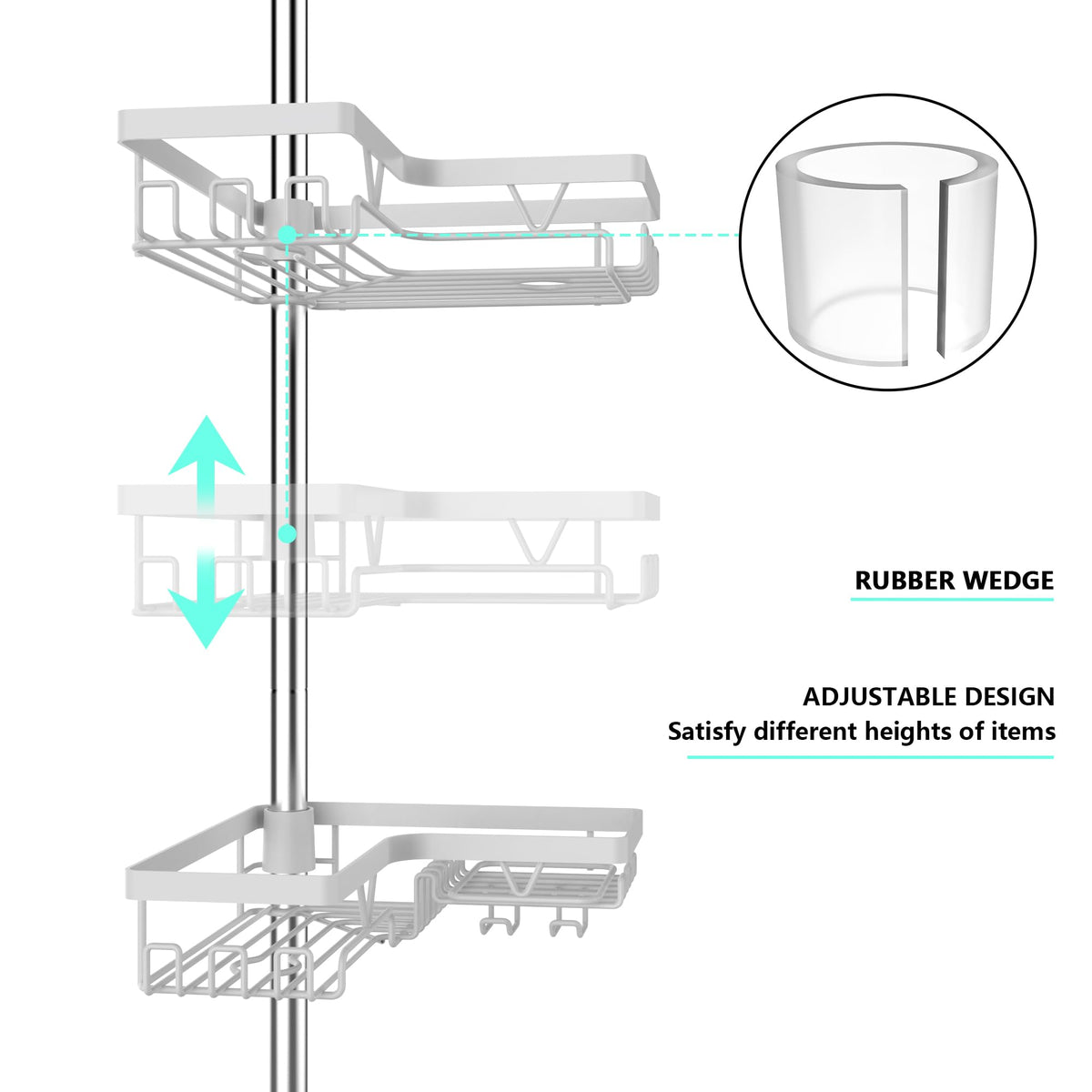 KEGII tension pole installation shows secure, tool-free mounting.