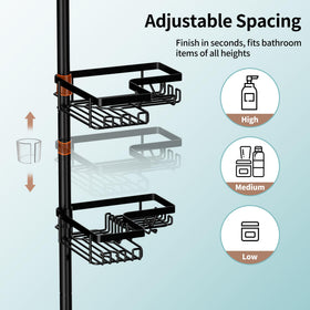 KEGII toothbrush holder within the shower caddy keeps brushing essentials accessible.