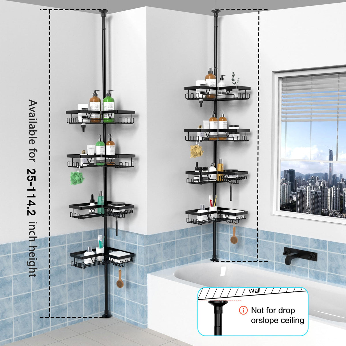 KEGII waterproof corner shower storage helps keep bath items dry and accessible.